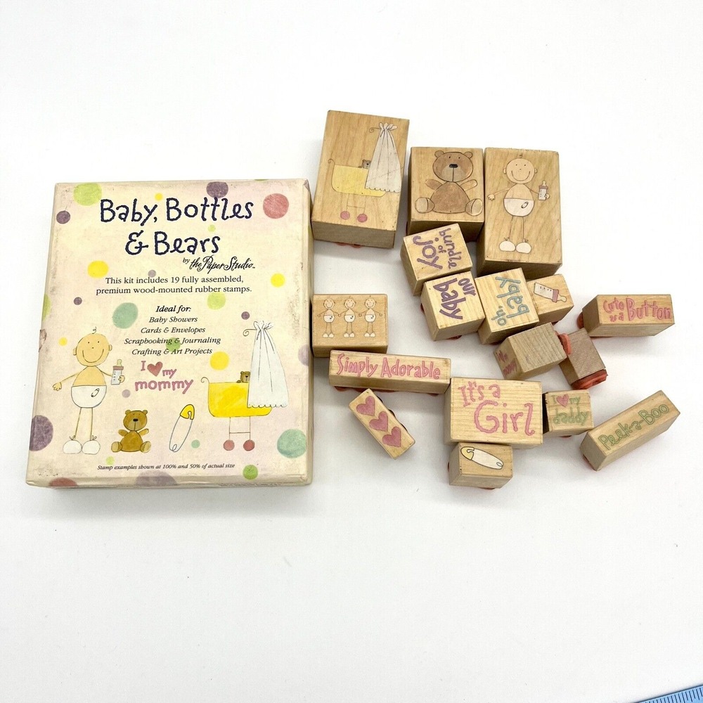 The Paper Studio‎ Baby Bottles & Bears Rubber Stamps Scrapbooking Craft Project